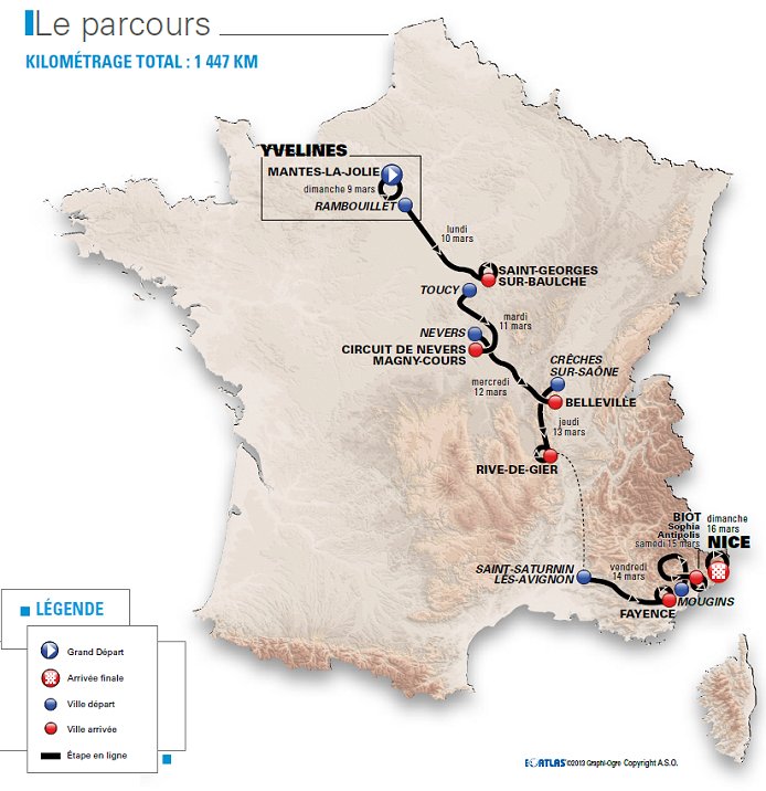 Photo: 2014 Paris-Nice Route Map. 