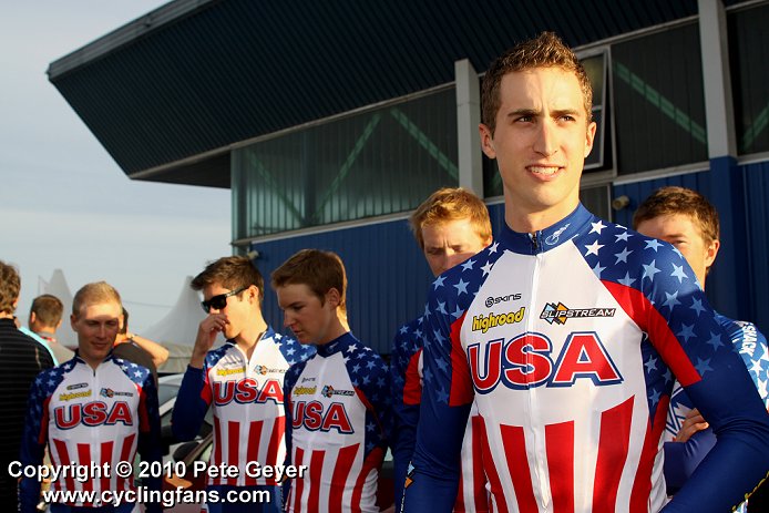 Taylor Phinney and Team USA wait to be introduced to the public.